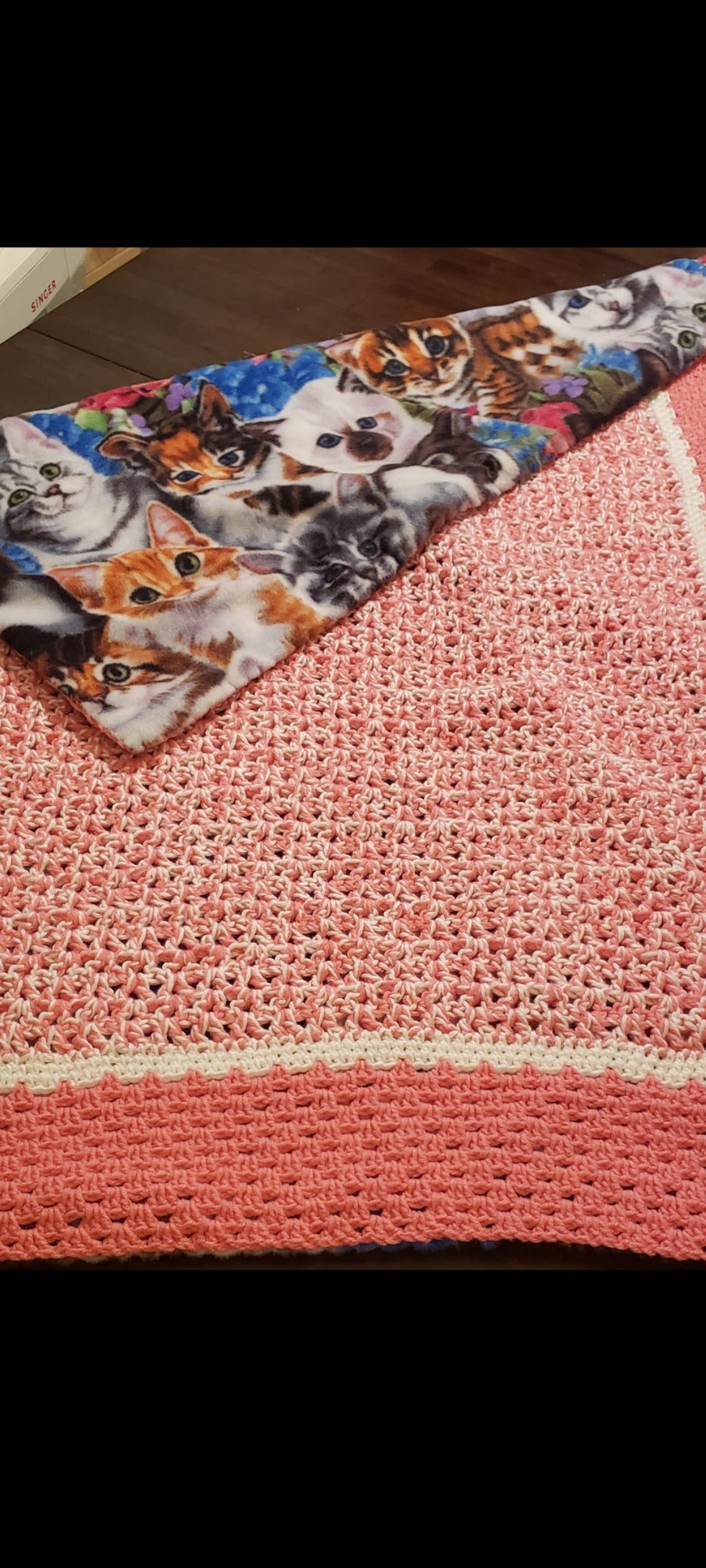 Baby Blanket cat themed fleece-lined