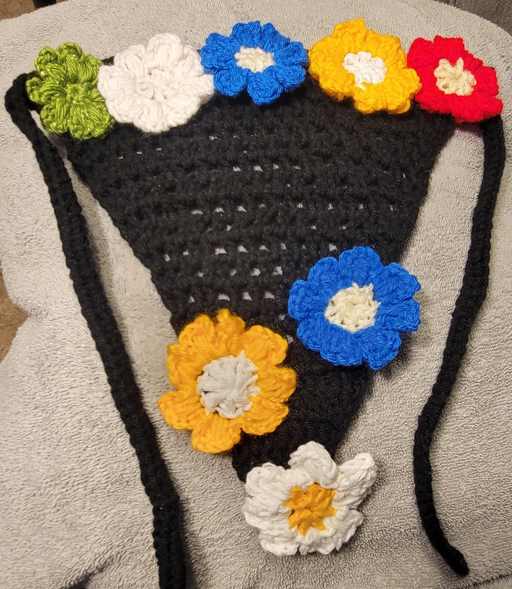 Black crochet bandana wit flowers